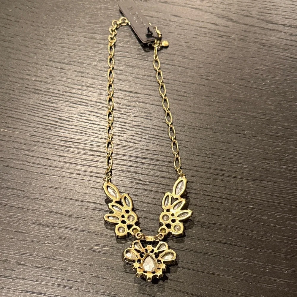 J. Crew Women’s Gold Floral Design Chain Necklace Faux Diamond